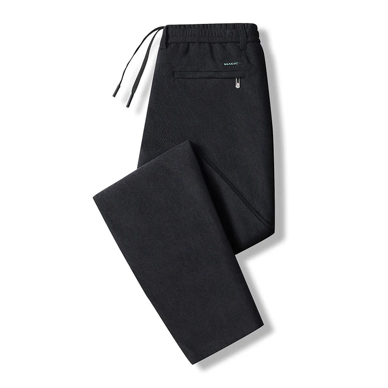Elastic Waist Casual Pants Men Joggers Loose Fit Straight Pants Spring Autumn Male Trousers Large Size Black Grey