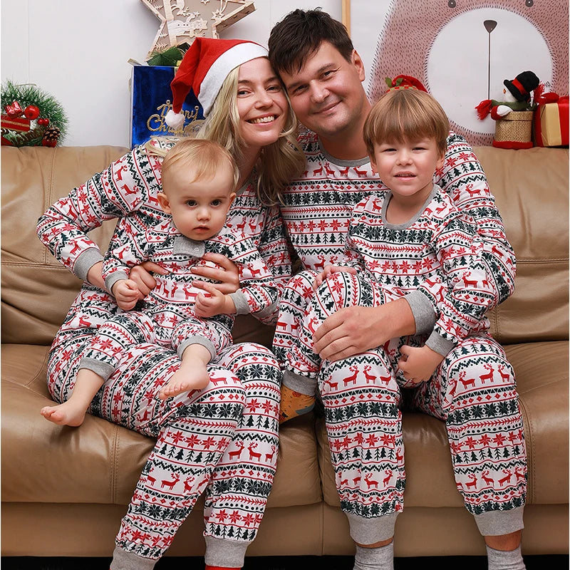 2026 New Year's Costumes Cartoon All Over Print Family Christmas Pajamas Couples Kids Matching Clothing Set Xmas Look Sleepwear