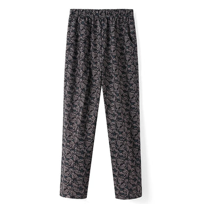 8XL 9XL Middle-aged Women Trousers New Print Elasti High Waist Casual Pants Spring and Autumn Straight Pants Oversize Grandma Pa