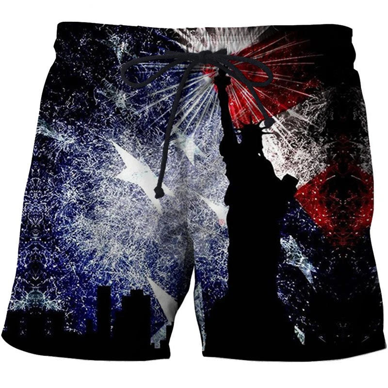 USA UK National Flag Graphic Men Board Shorts 3D Printed Short Pants Casual Hawaii Surf Swim Trunks Bikini Sunny Beach Swimsuit