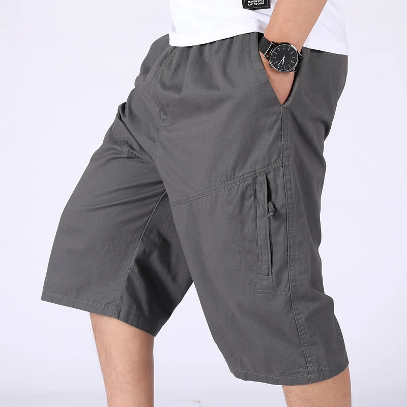 Loose Casual Men Cargo Shorts Summer Pants Elastic Waist Large Size Outdoor Jogging Sweatpants Trend Multi Pockets Short Pants