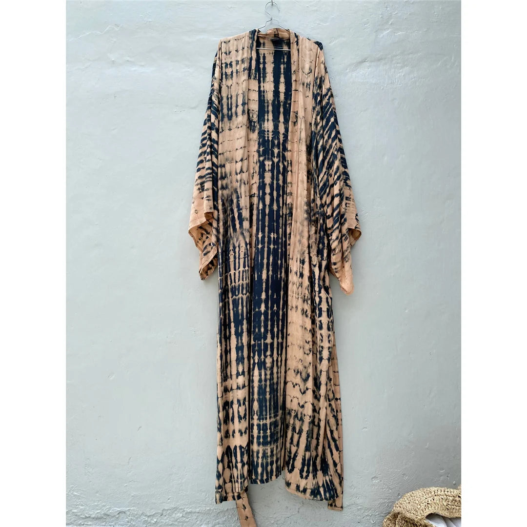 New 11 Colors Printed Long Sleeve With Belt Tunic Beach Cover Up Cover-ups Beach Dress Beach Wear Beachwear Female Women V4521