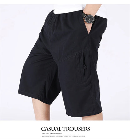 Loose Casual Men Cargo Shorts Summer Pants Elastic Waist Large Size Outdoor Jogging Sweatpants Trend Multi Pockets Short Pants