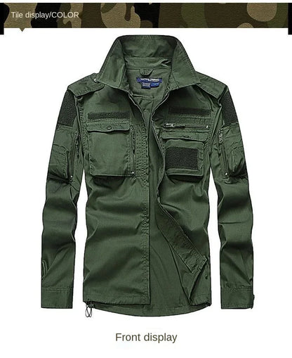 Summer Sets Mens Outdoor Breathable Multiple Pockets Combat Long Sleeve Shirts Cargo Pants Suits Male