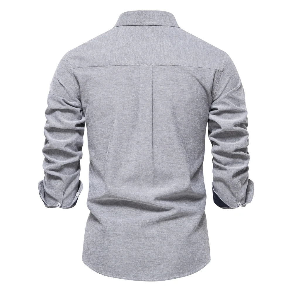 AIOPESON 2023 New Autumn Cotton Men's Oxford Shirt Long Sleeve Button Down Social Business Casual Shirts for Men