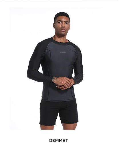 HOT Men Swimsuit Swimming T-shirt Beach UV Protection Swimwear Rash Guard Long Sleeve Surfing Diving Swimsuit Surf T-shirt 6XL