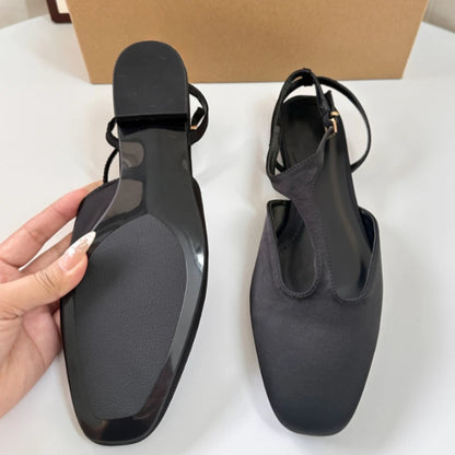 Women's Mary Jane Shoes Butterfly Bow Decoration Square Head Outside Dance Female Ballet Flats Designer 2026 Summer Footwear