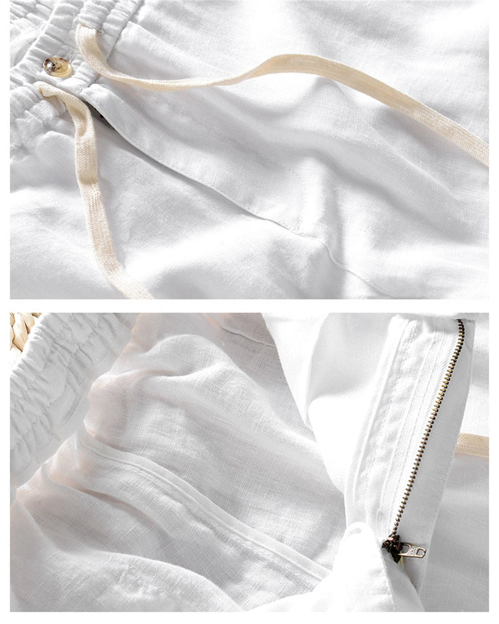 2025 Summer men's Linen pants Thin Breathable Spring solid Beach Trousers for men Elasticated waist white man Casual pants