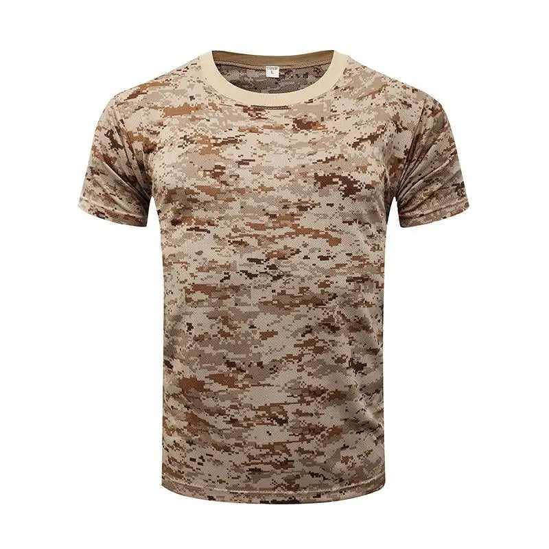 Summer Men's Quick Dry Combat T Shirt Military Jungle Desert Camouflage Tactical Short Sleeve Tough Guy Outdoor Hunting Top 6XL