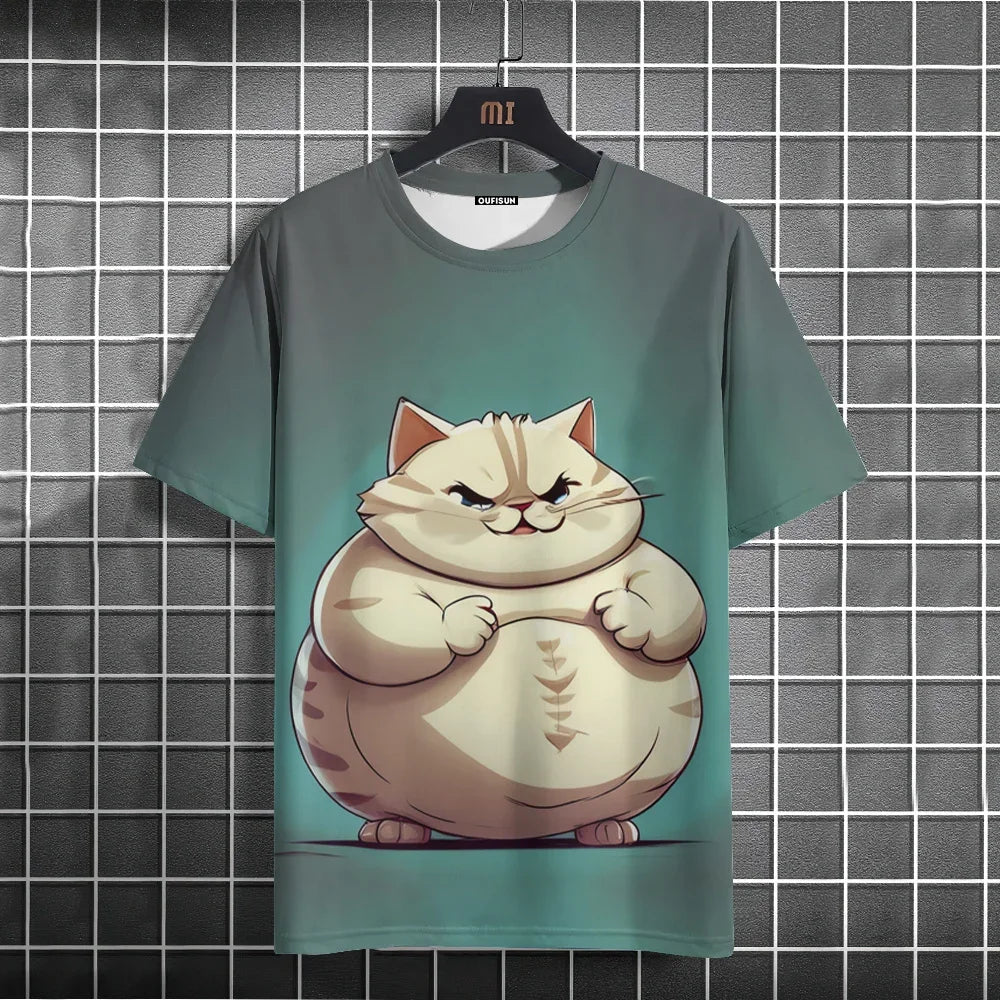 Funny T-Shirts For Men Animal Cat 3d Print Short Sleeve Summer Casual Breath T-Shirt Men Clothing Loose Oversized Tee Tops
