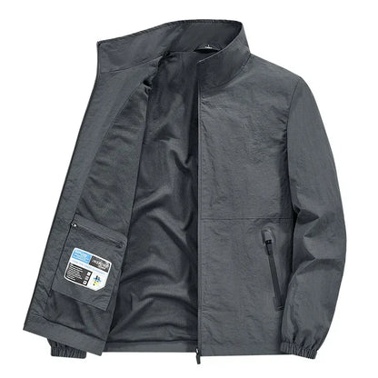 Casual Loose Fit Men's Jacket Spring Autumn Stand Collar Big Size Coat Comfortable Lightweight Business Style