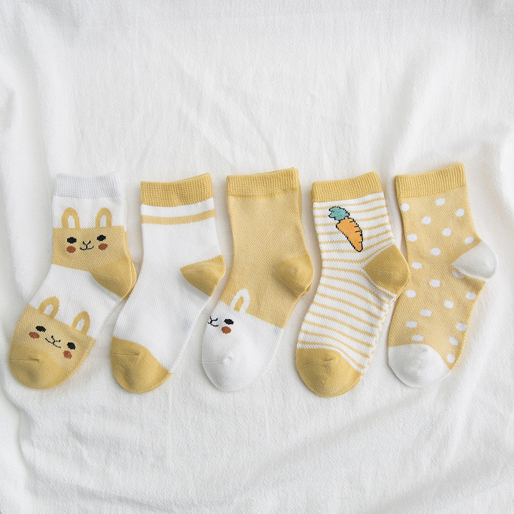 5Pairs/lot 0-2Y Baby Socks Summer Cotton Cartoon Animal Kids Socks Carrot Girls Mesh Cute Newborn Boy Toddler Socks Baby