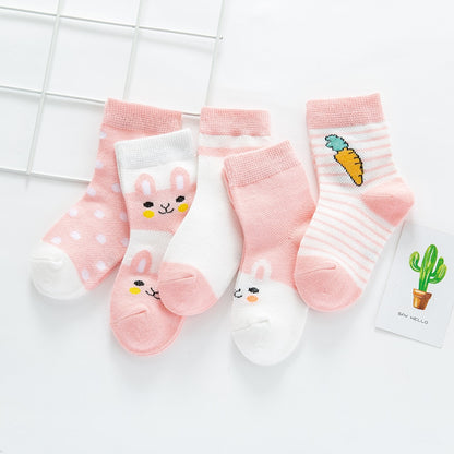 5Pairs/lot 0-2Y Baby Socks Summer Cotton Cartoon Animal Kids Socks Carrot Girls Mesh Cute Newborn Boy Toddler Socks Baby