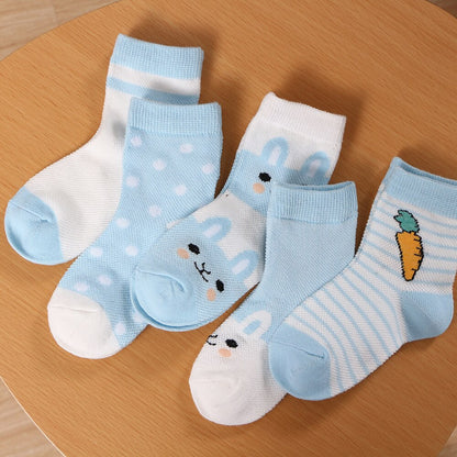 5Pairs/lot 0-2Y Baby Socks Summer Cotton Cartoon Animal Kids Socks Carrot Girls Mesh Cute Newborn Boy Toddler Socks Baby