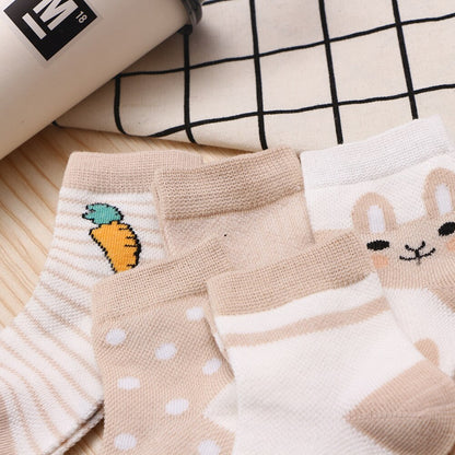 5Pairs/lot 0-2Y Baby Socks Summer Cotton Cartoon Animal Kids Socks Carrot Girls Mesh Cute Newborn Boy Toddler Socks Baby