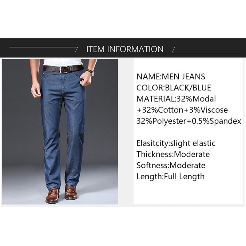 BROWON Brand 2022 Men Jeans Summer Thin Breathable Soft Mid Straight Regular Men's Jeans Trousers Vintage Mens Clothing