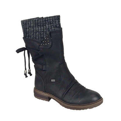 Women Ankle Boots Winter 2021 Side Zipper Snow Boots Booties Women Lace Up Women Shoes Size 43 Retro Knitting Boots Botas Mujer