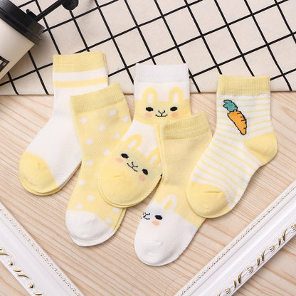 5Pairs/lot 0-2Y Baby Socks Summer Cotton Cartoon Animal Kids Socks Carrot Girls Mesh Cute Newborn Boy Toddler Socks Baby