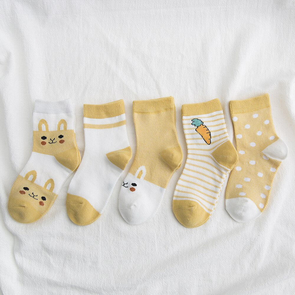 5Pairs/lot 0-2Y Baby Socks Summer Cotton Cartoon Animal Kids Socks Carrot Girls Mesh Cute Newborn Boy Toddler Socks Baby