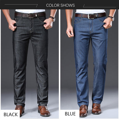 BROWON Brand 2022 Men Jeans Summer Thin Breathable Soft Mid Straight Regular Men's Jeans Trousers Vintage Mens Clothing